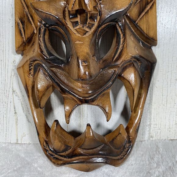 Vintage Filipino Bakunawa Dragon Mask Hand Carved Wood Tiki Tribal Mask 12" - Picture 2 of 10
